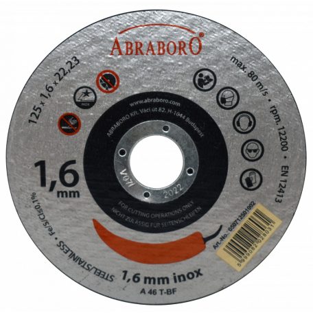 ABRABORO CHILI FÉMVÁGÓKORONG 125x2,0x22,23, 050712524101