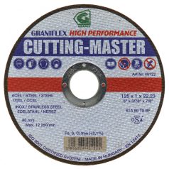   Gránit Prémium minőségű CUTTING-MASTER vékony vágókorong szerkezeti acélhoz és inoxhoz 180x1,6x22,23 mm   INOX  61A46T8BF 80, 40139