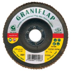   Gránit Prémium minőségű GRANIFLAP normálkorund szemcsés csiszolótárcsa acélhoz és fához 115x22,23 mm  A40   kúpos, 57001