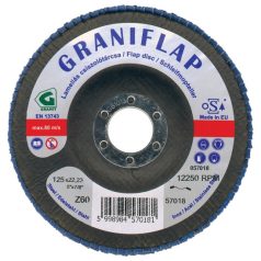   Gránit Prémium minőségű GRANIFLAP cirkon szemcsés csiszolótárcsa acélhoz és inoxhoz 125x22,23 mm  Z40   kúpos , 57017