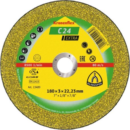 Klingspor C 24 EX Vágókorongok, 115 x 2,5 x 22,23 mm domború, 188462