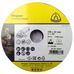   Klingspor CS 561 Fíbertárcsák, 115 x 22 mm szemcse 24 csillag bevágású, Kiagasztható fóliás csom., 255905