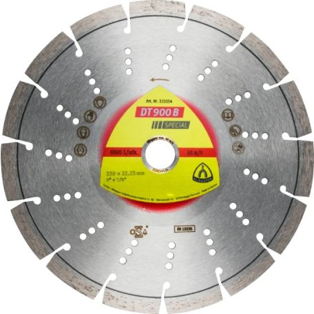 Klingspor DT 900 B Gyémánt vágókorongok, 180 x 2,6 x 22,23 mm 11 Szegmensek 42 x 2,6 x 12 mm, Standard fogazás, 325027