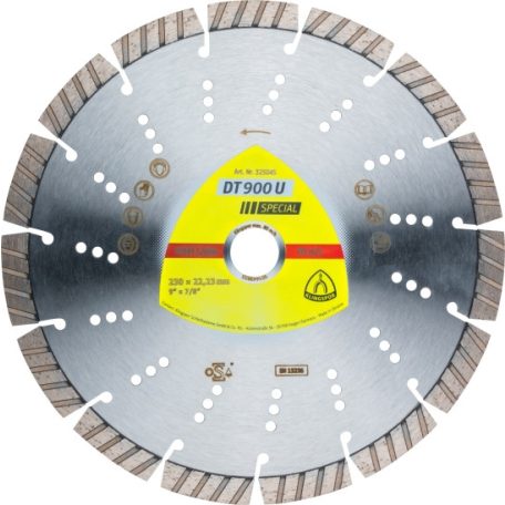 Klingspor DT 900 U Gyémánt vágókorongok, 230 x 2,6 x 22,23 mm 15 Szegmensek 42 x 2,6 x 12 mm, Szabványos turbó, 325045