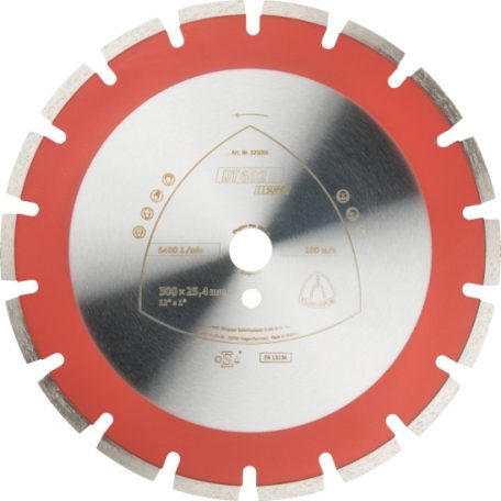 Klingspor DT 602 B Gyémánt vágókorongok, 500 x 3,7 x 25,4 mm 30 Szegmensek 40 x 3,7 x 9 mm, Széles szegmenshézag, 325167