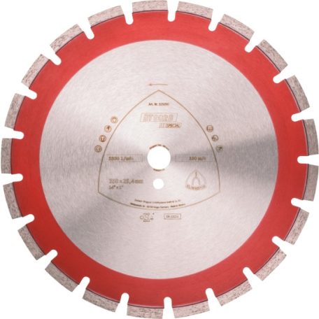 Klingspor DT 902 B Gyémánt vágókorongok, 500 x 3,7 x 25,4 mm 30 Szegmensek 40 x 3,7 x 11 mm, Széles szegmenshézag, 325169