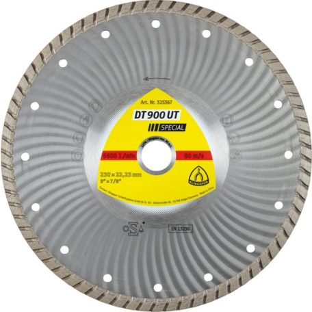 Klingspor DT 900 UT Gyémánt vágókorongok, 115 x 2,2 x 22,23 mm 2,2 x 10 mm, Folyamatos turbó vágóél, 325364