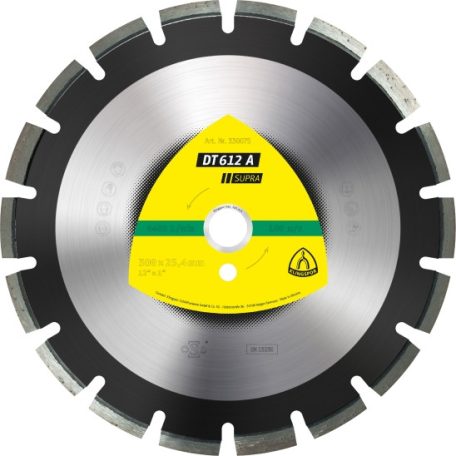 Klingspor DT 612 A Gyémánt vágókorongok, 350 x 3,2 x 25,4 mm 21 Szegmensek 40 x 3,2 x 10 mm, Széles szegmenshézag, 330076