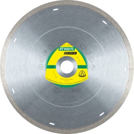 Klingspor DT 900 FL Gyémánt vágókorongok, 125 x 1,4 x 22,23 mm 1,4 x 7 mm, folyam. él lézer nyílásokkal, 331043