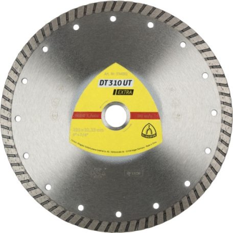 Klingspor DT 310 UT Gyémánt vágókorongok, 125 x 2 x 22,23 mm 2 x 10 mm, Folyamatos turbó vágóél, 334089