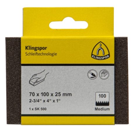 Klingspor SK 500 Csiszolóhasáb, aluminium oxid szemcse 150 70 x 100 x 25 mm, Kiakaszt. csomagolás, 367348
