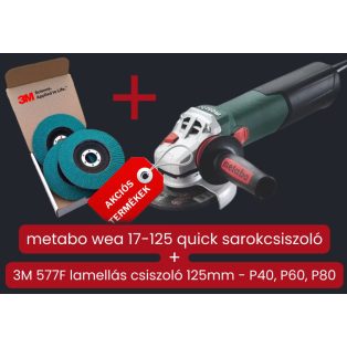   METABO WEA 17-125 Quick Sarokcsiszoló + 3M™ 577F lamellás tárcsa